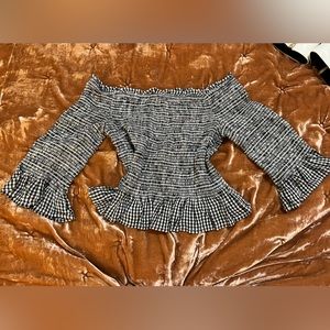 Off the shoulder Gingham Blouse